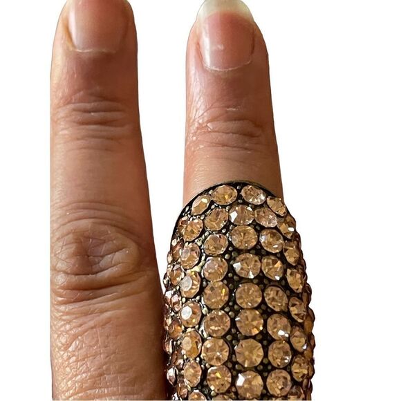 NWOT pink salmon rhinestones knuckle ring US size 6 - Picture 8 of 10